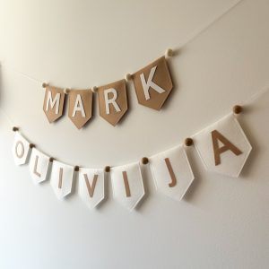 Personalizirana girlanda z imenom iz filca